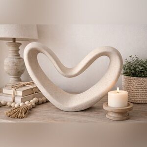 Abstract Cream Heart Sculpture